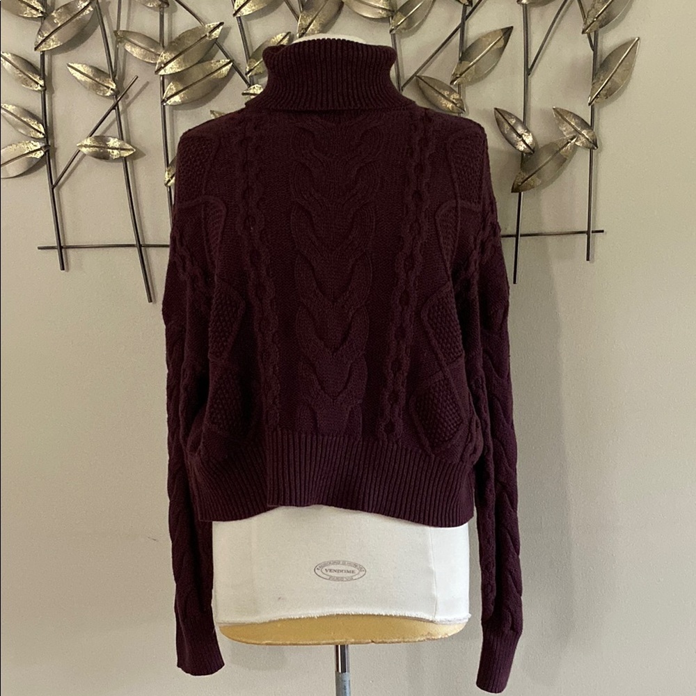 Forever 21 Burgundy Turtleneck Sweater with Cozy Knit